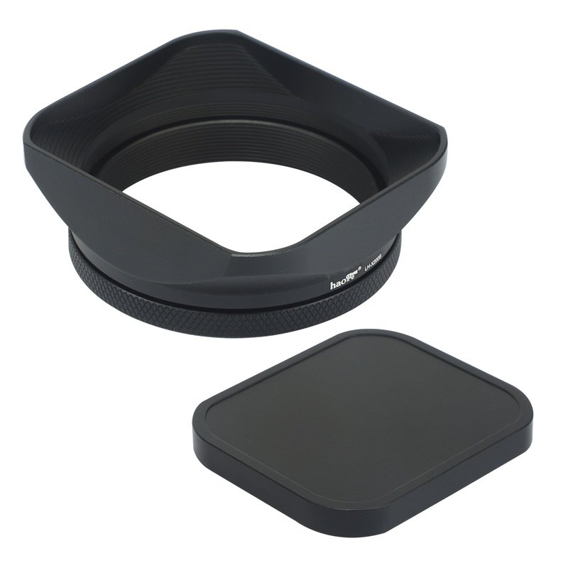 Haoge LH-X200B Square Metal Lens Hood with 49mm Adapter Ring for Fujifilm Fuji X100VI X100V X100F X100T X100S X100 X70 Fuji Photo Camera Accessories Black