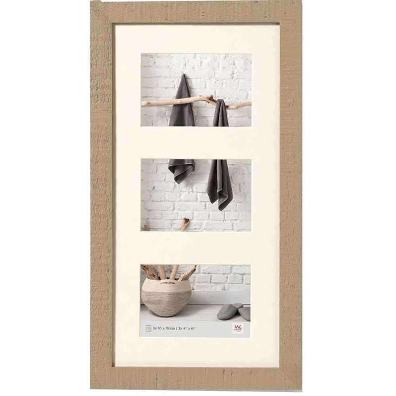 Walther Home Wooden Picture Frame – 20×10 inch – (Insert for 3x 7×5 inch) Beige Brown