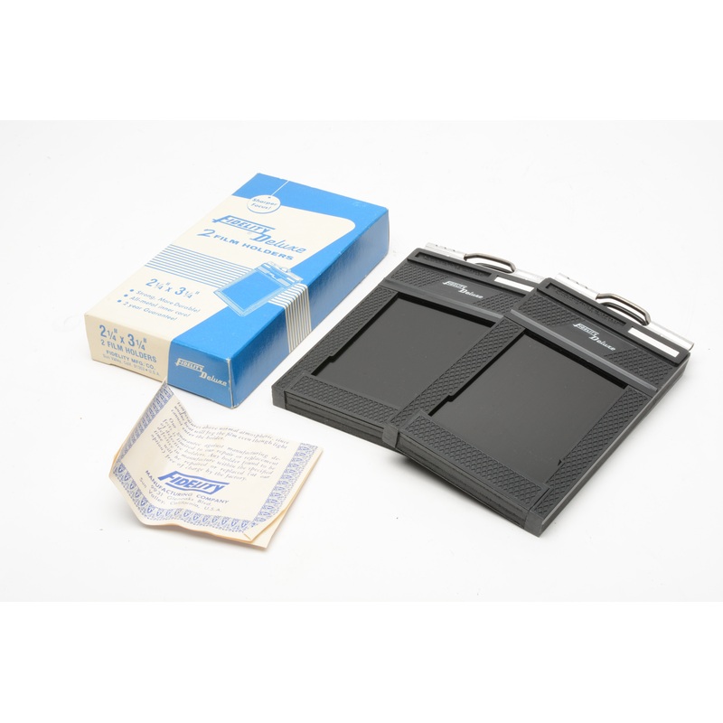 2x Fidelity Deluxe 2 1/4 x 3 1/4 film holders, Brand new – Never Used
