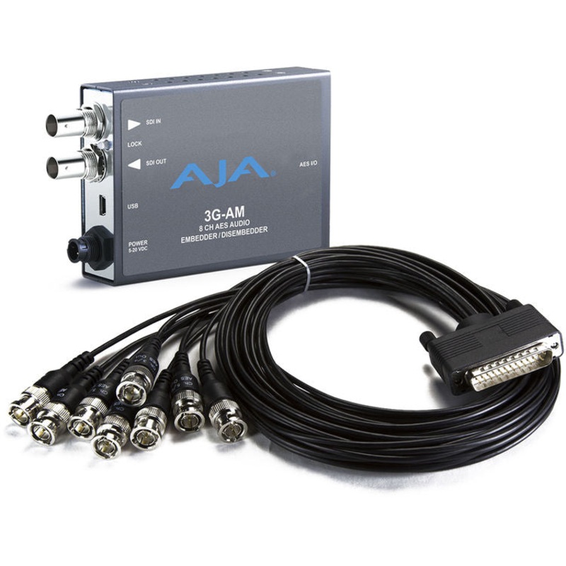 AJA 8-Channel AES Embedder/Disembedder with BNC Breakout Cable – 3G-AM-BNC