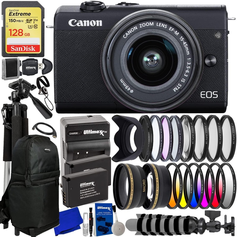 Canon EOS M200 Digital Camera with 15-45mm Lens (Black) – 20PC Accessory Bundle
