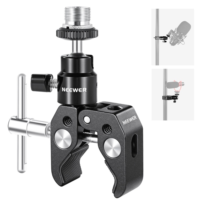 NEEWER ST48 Crab Clamp & Mini Ball Head for Microphone