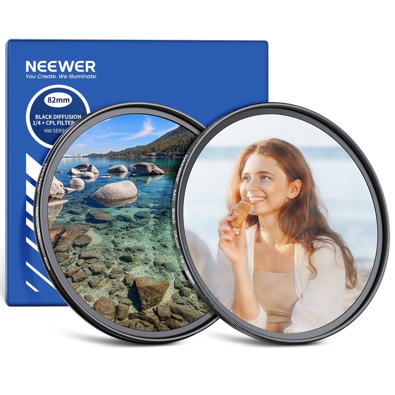 NEEWER 2 Pack CPL + Black Diffusion 1/4 Filter Set 58mm
