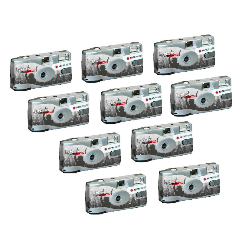 AgfaPhoto LeBox 400 B&W Disposable Camera with Flash (36 Exposures) – 10 Pack