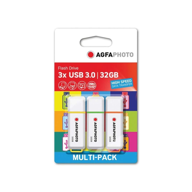 AgfaPhoto USB 32GB 3.0 Memory Sticks – White – Triple pack