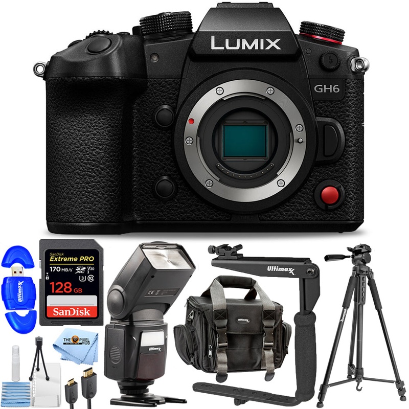 Panasonic Lumix GH6 Mirrorless Camera DC-GH6BODY – 10PC Accessory Bundle