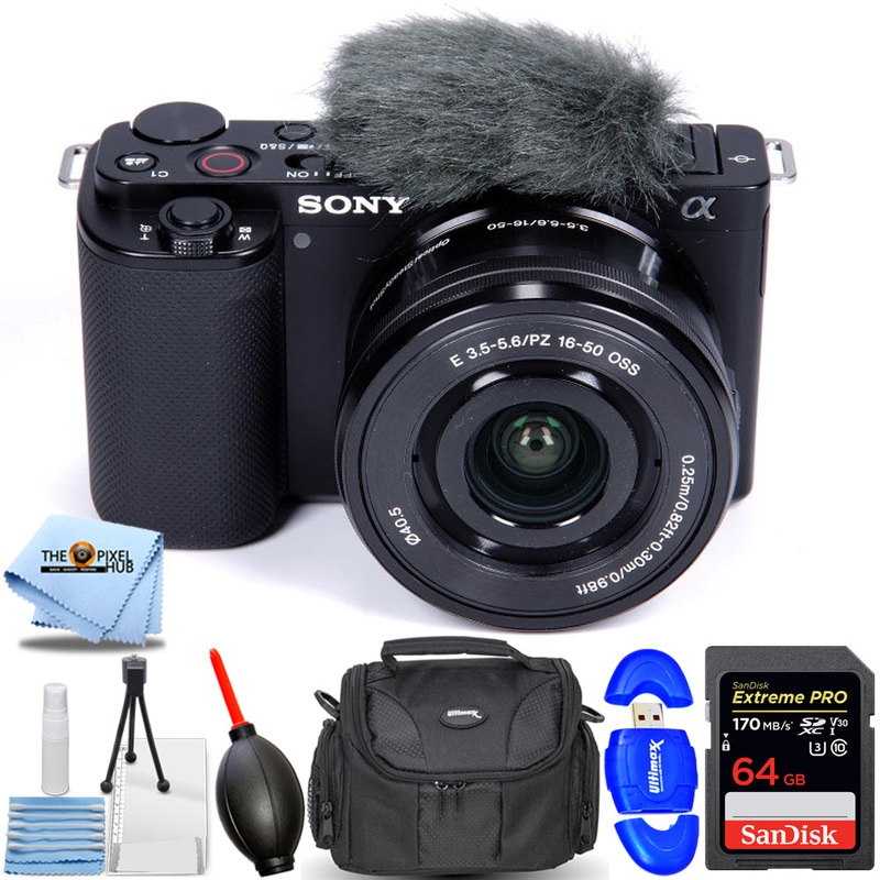 Sony ZV-E10 Mirrorless Camera with 16-50mm Lens (Black) – 7PC Accessory Bundle