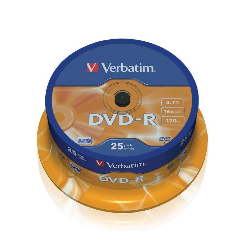 1×25 Verbatim DVD-R 4,7GB 120mins 16x Speed