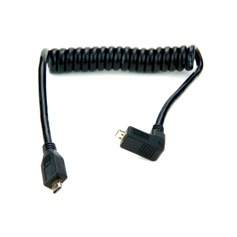 Atomos Coiled Cable HDMI D Right Angle to HDMI D, 30cm