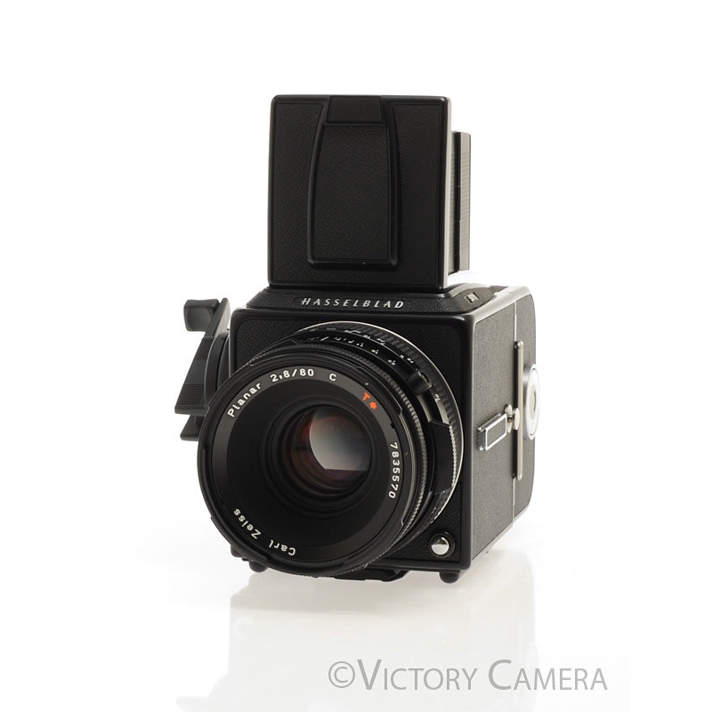 Hasselblad 501c Black Camera w/ 80mm f2.8 C T* Lens A12 Back WLF [EXC+]