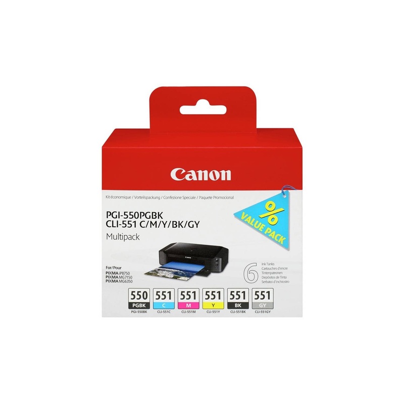 Canon PGI-550 & CLI-551PG Pixma Ink Cartridges – Black & Colour