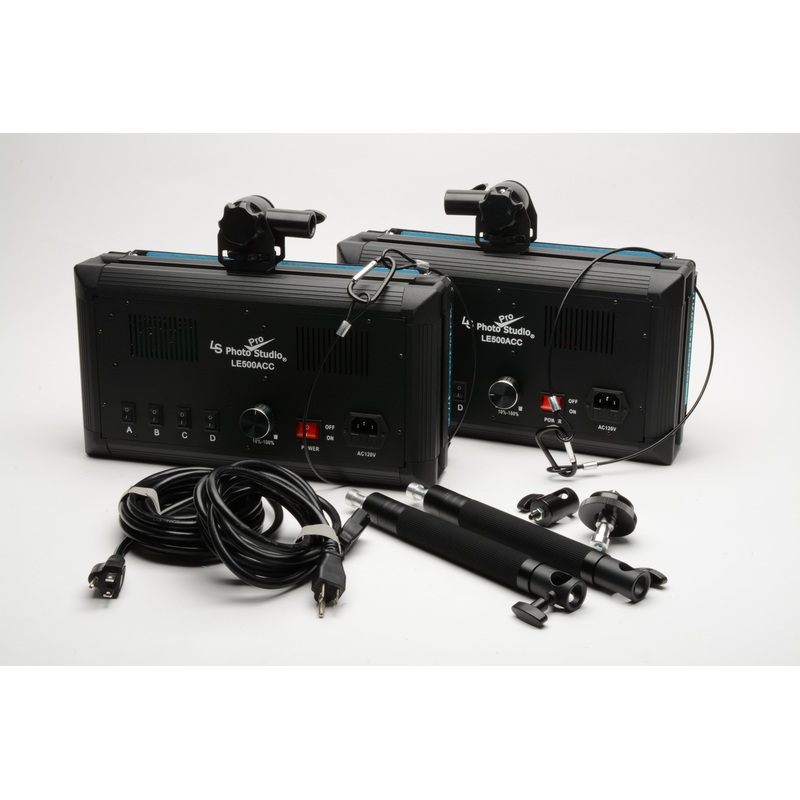 2X LS Photo Pro Studio LE500ACC w/ 2x arms, power cords, diffusers, tested, great!