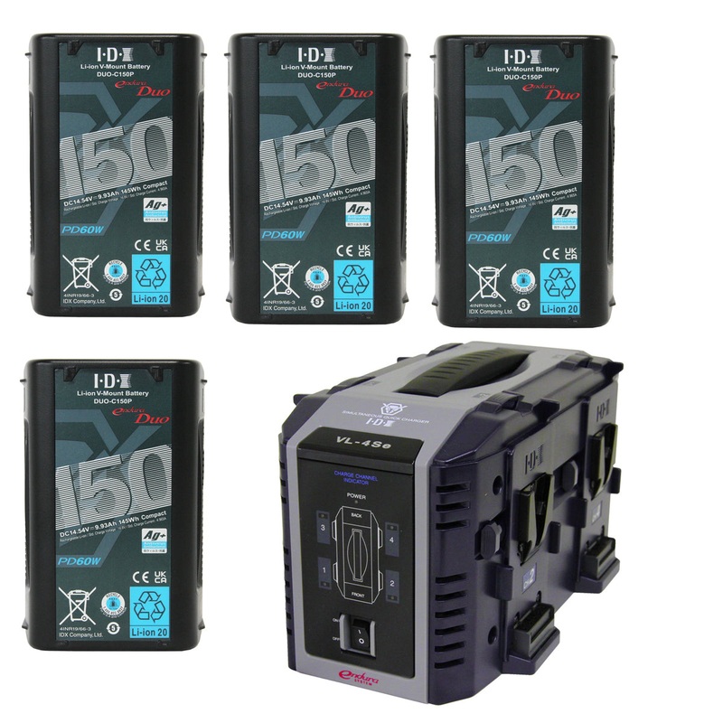IDX 4 x DUO-C150P Batteries 1 x VL-4Se Charger – ED-CP150/4Se
