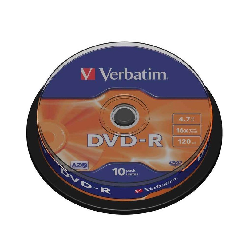 1×10 Verbatim DVD-R 4,7GB 120mins 16x Speed