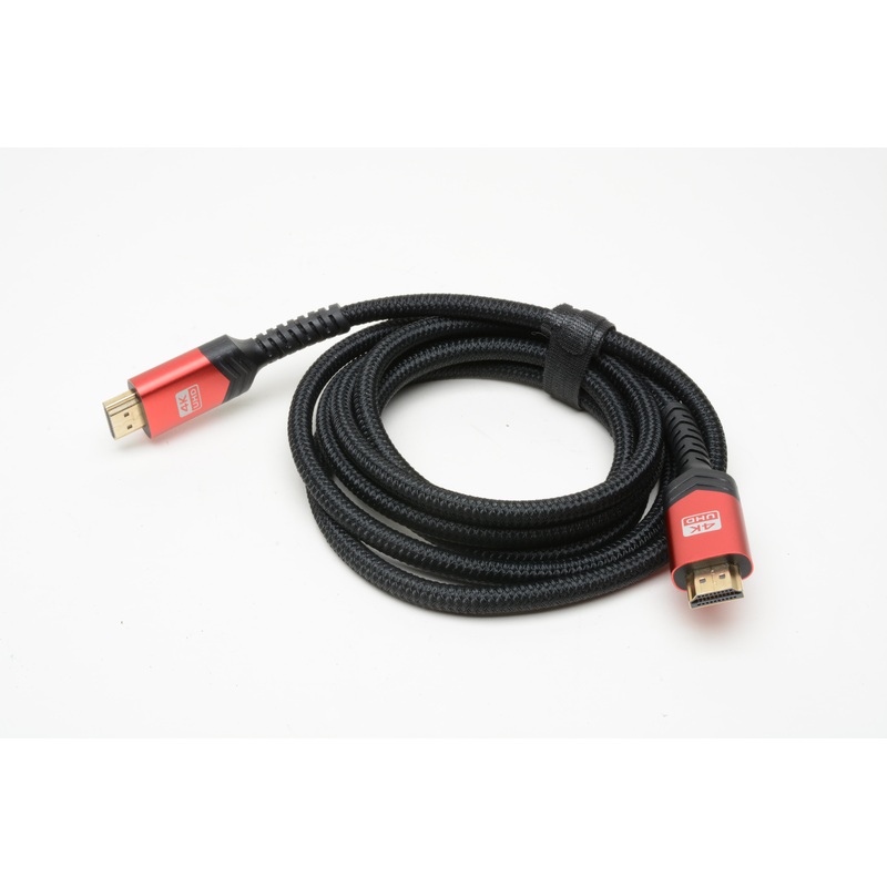 4K UHD HDMI Mesh Cable 78″ ~6.5ft Black w/Red Tips