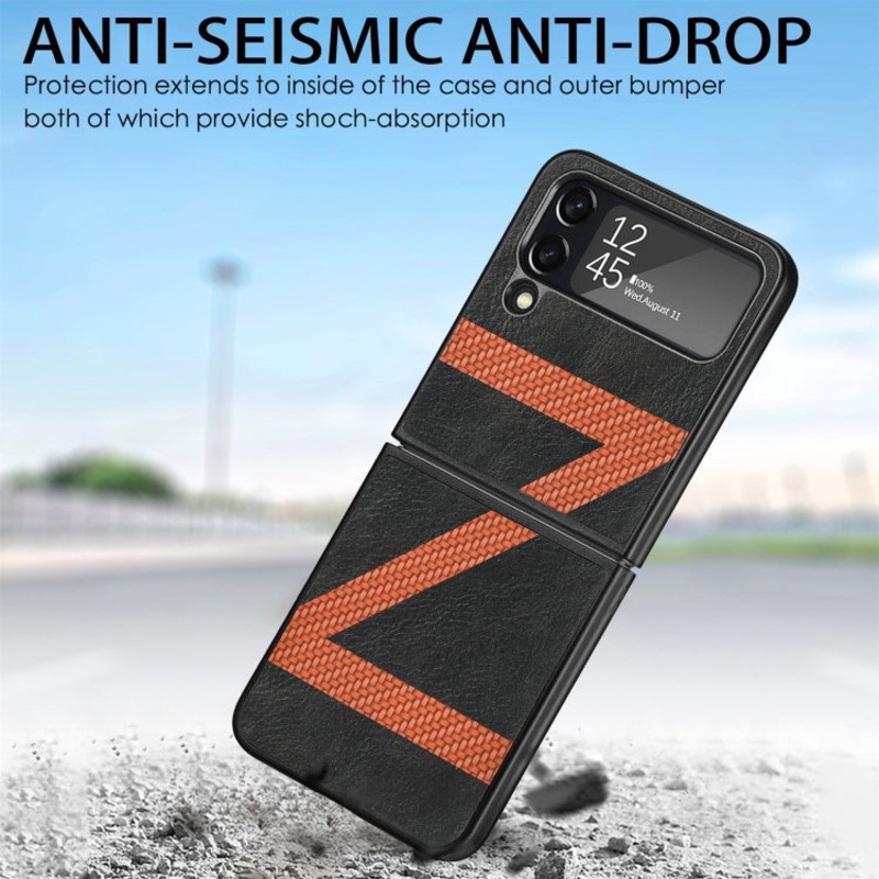 Samsung Galaxy Z Flip 4 Z Shape Fiber Folding Phone Case Black
