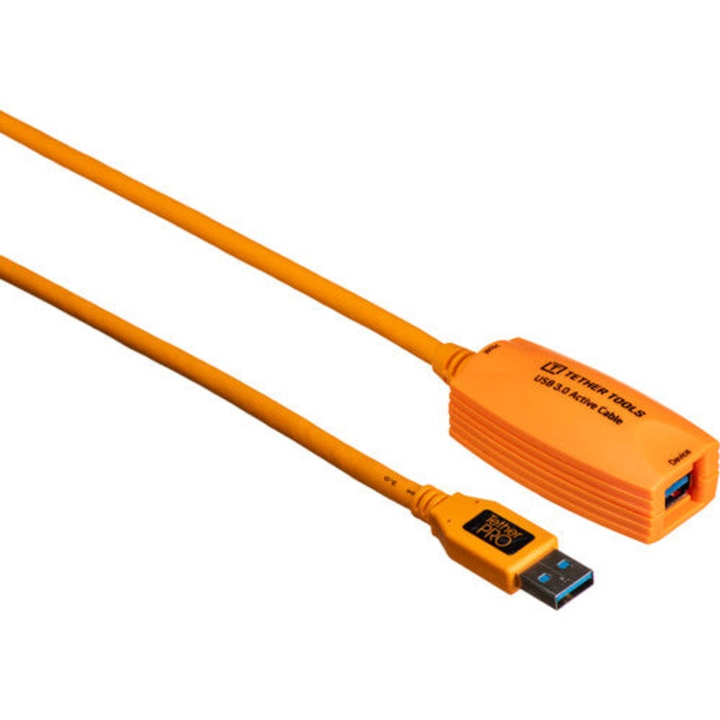 TetherPro USB 3.0 to USB Female Active Extension, 16′ (5m), High-Visibility Orange