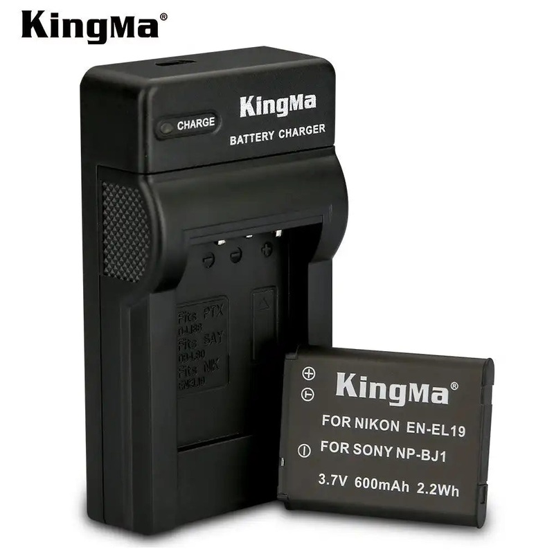 KingMa EN-EL19 / NP-BJ1 Set | Nikon & Sony | 600mAh Battery | Single Charger | LED