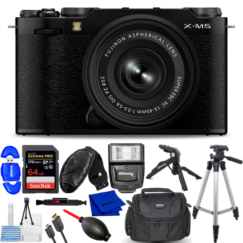 FUJIFILM X-M5 Mirrorless Camera with XC 15-45mm f/3.5-5.6 Lens (Black) – Kit