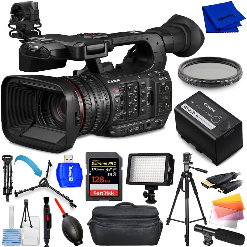 Canon XF605 UHD 4K HDR Pro Camcorder 5076C002 – 14PC Accessory Bundle