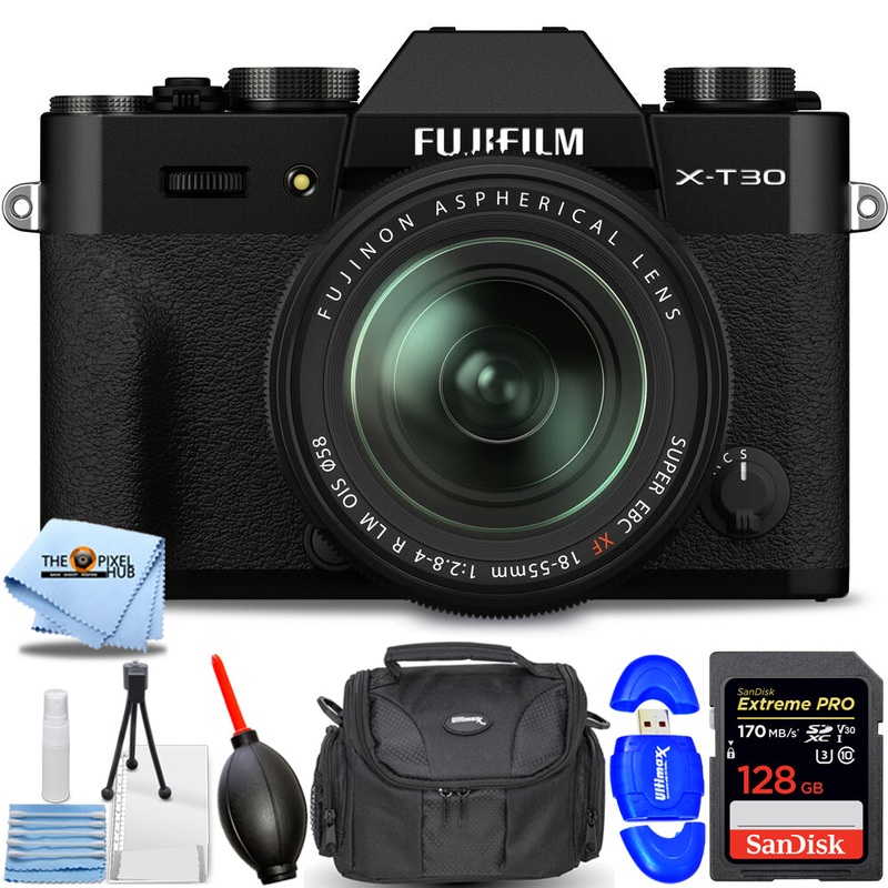 FUJIFILM X-T30 II Mirrorless Camera with 18-55mm Lens Black – 7PC Accessory Kit