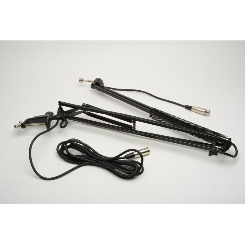2-Section Broadcast Arm w/Internal Springs & Integrated low noise mic cable + Clamp