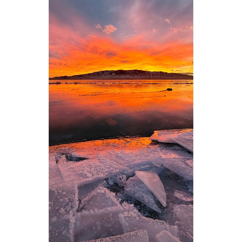 When Fire and Ice Meet – Utah Lake 11×14