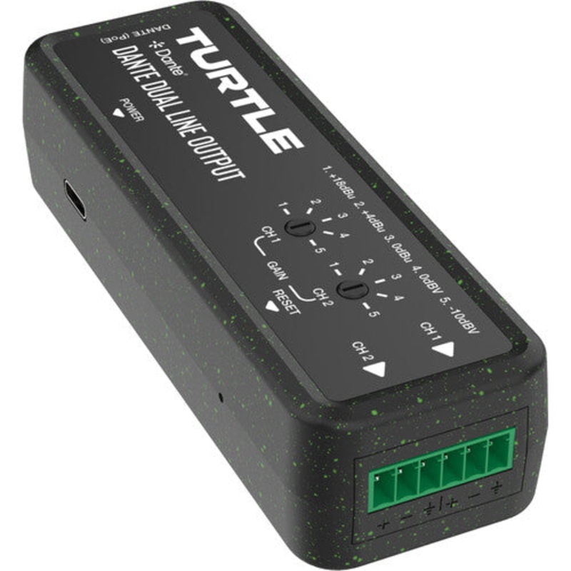Turtle AV Dante Dual Channel Analog Line Output Adapter with Gain Controls – TAV-D2LDE