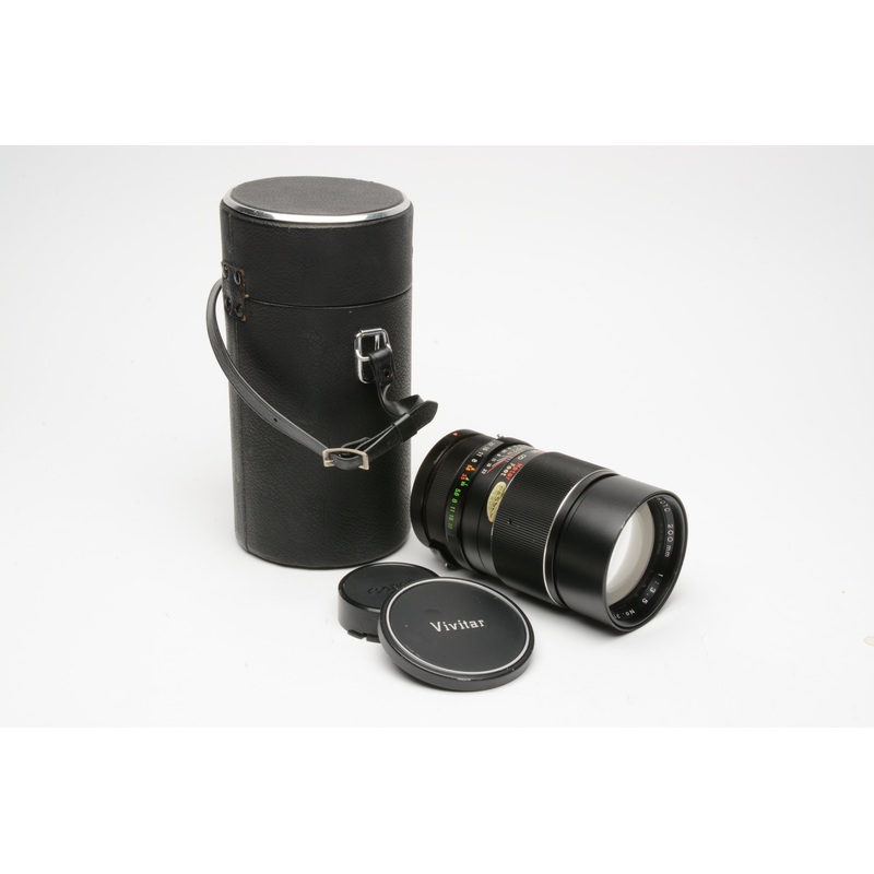 Vivitar 200mm f3.5 Telephoto lens for Canon FD mount, Caps + case, Clean, Tested