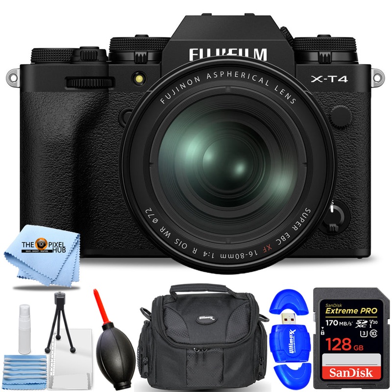 FUJIFILM X-T4 Mirrorless Camera with 16-80mm Lens (Black) – 7PC Accessory Bundle