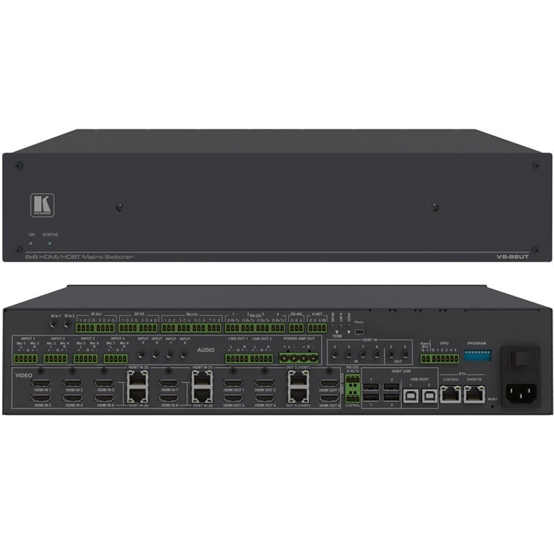 Kramer Electronics VS-88UT All-in-One Presentation System with 8×8 4K60 4:2:0 HDMI/HDBaseT 2.0 Matrix Switching