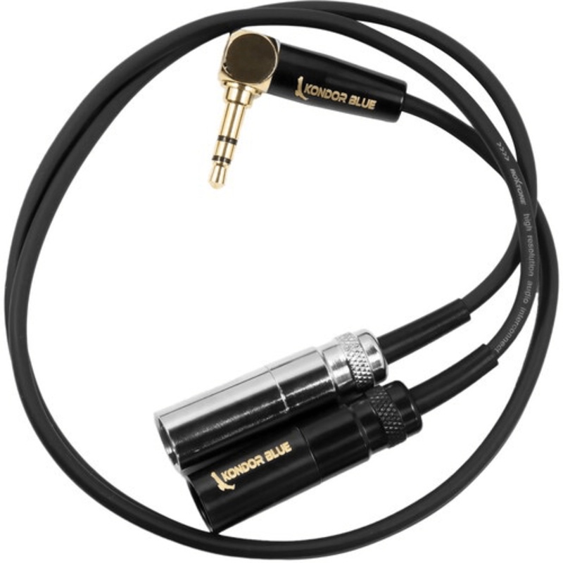 Kondor Blue 3.5mm Stereo to Dual Mini-XLR Audio Splitter (Right Angle) 1