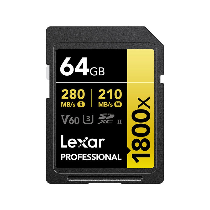 Lexar Professional 1800x 64GB SDXC UHS-II, U3, Gold Series